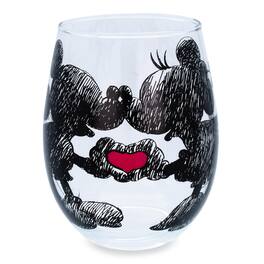 Silver Buffalo - Disney Mickey and Minnie Mouse Teardrop Stemless Wine Glass | Holds 20 Ounces - Black