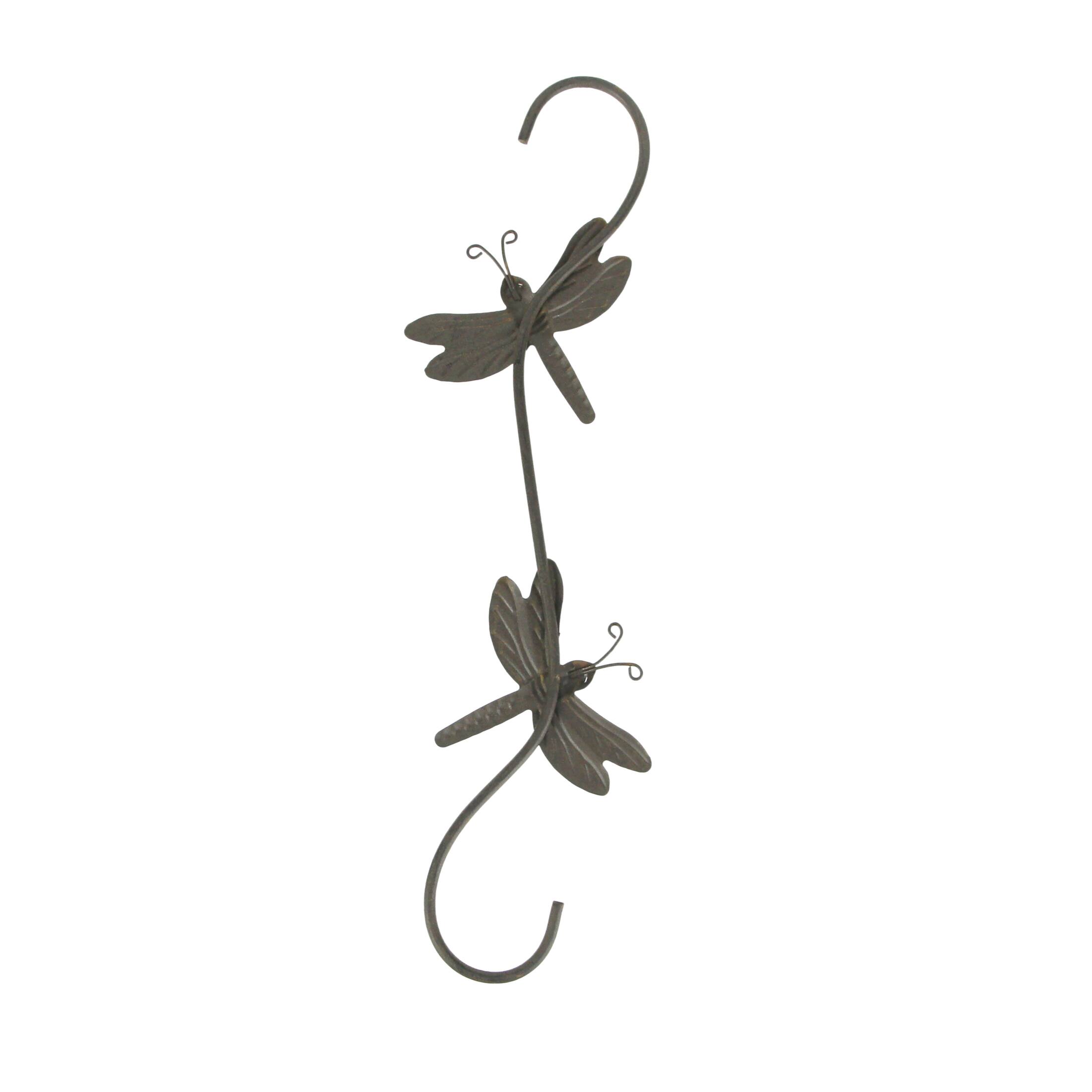 Alt View 2. Mayrich Company - Set of 4 Rustic Metal Hook Plant Hangers Hummingbird, Bee, Butterfly, Dragonfly - Brown.