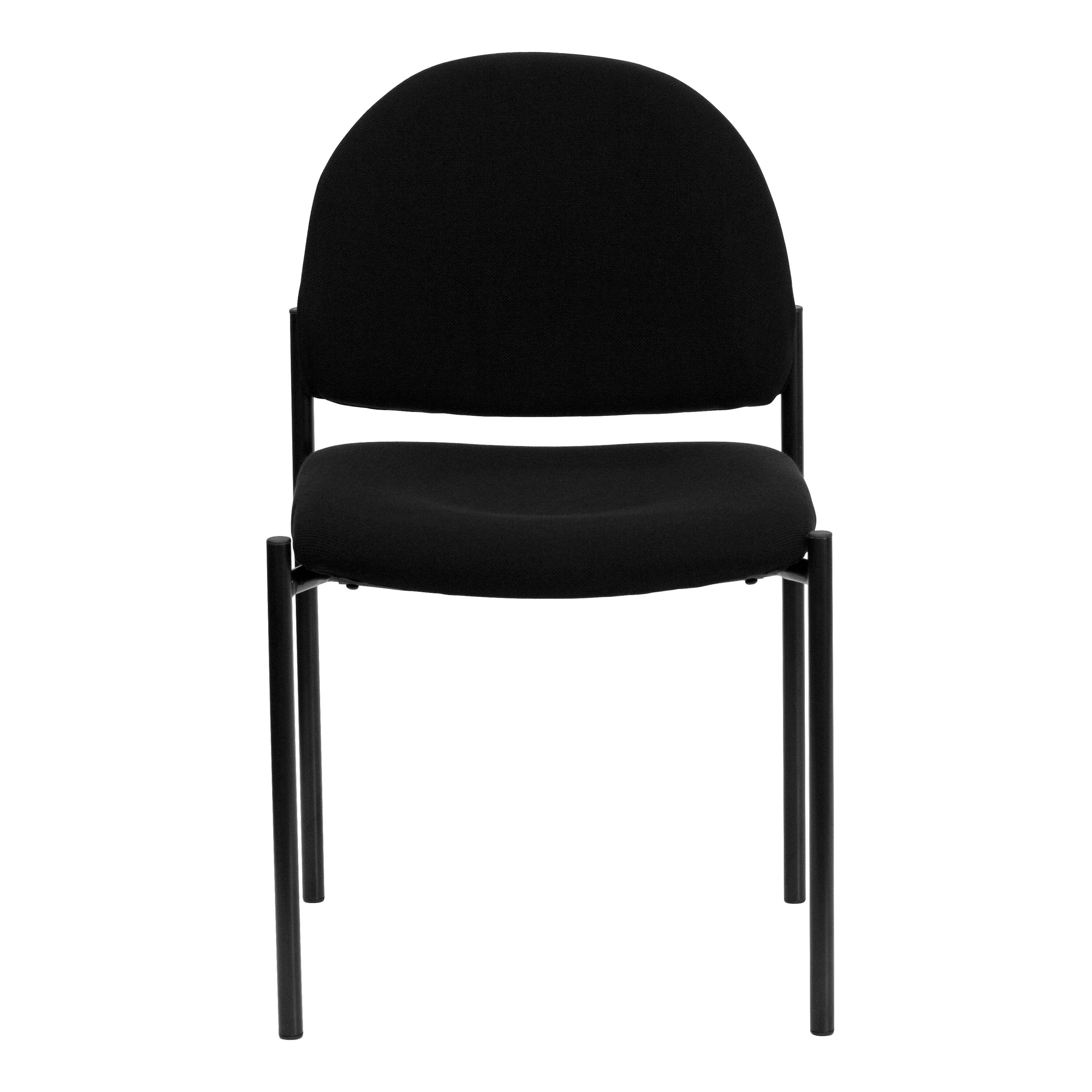 Alt View 7. Emma + Oliver - Comfort Stackable Steel Side Reception Chair - Black Fabric.
