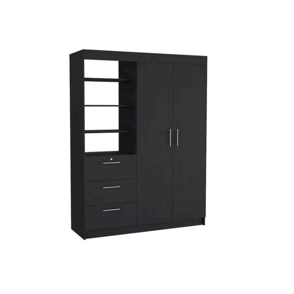 Alt View 1. TuHome - Kenya Armoire Black MDF - Black.