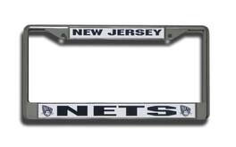 Rico Industries - New Jersey Nets Old School - 12" x 6" Standard Size - Chrome Metal License Plate Frame - Multi