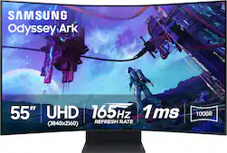 Samsung - 55" Odyssey Ark 2nd Gen. Curved 4K UHD Quantum Mini-LED FreeSync Prem Pro 1ms GTG Gaming Screen - Black - Front_Zoom