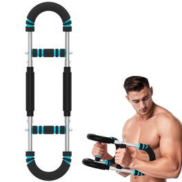 Topteng - Multi-functional Arm Trainer - 88 lbs Adjustable Resistance, Chest & Arm Workout Bar with Anti-Slip Grip for Home Gym - Blue