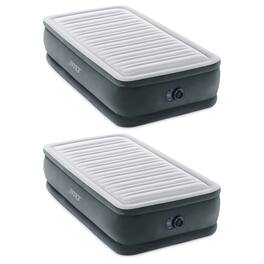 Intex - Dura Beam Comfort Plus Airbed Mattress w/ Built In Pump, Twin Size, 2 Pack - Gray