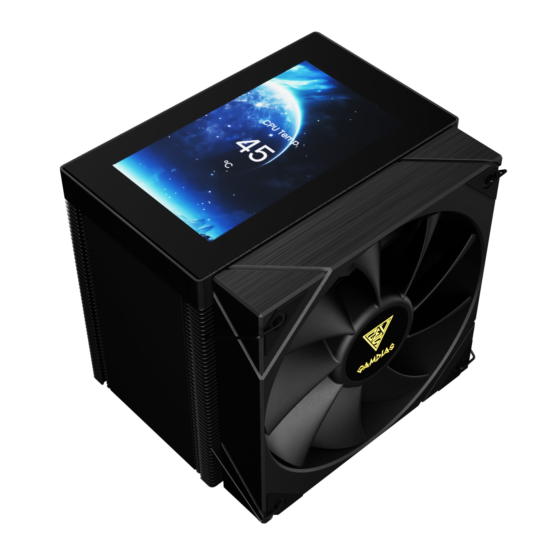 GAMDIAS - BOREAS M2-61L LCD Temperature Display CPU air cooler 6-pipe, AMD and Intel. customize your animated wallpaper 272x480 - Black