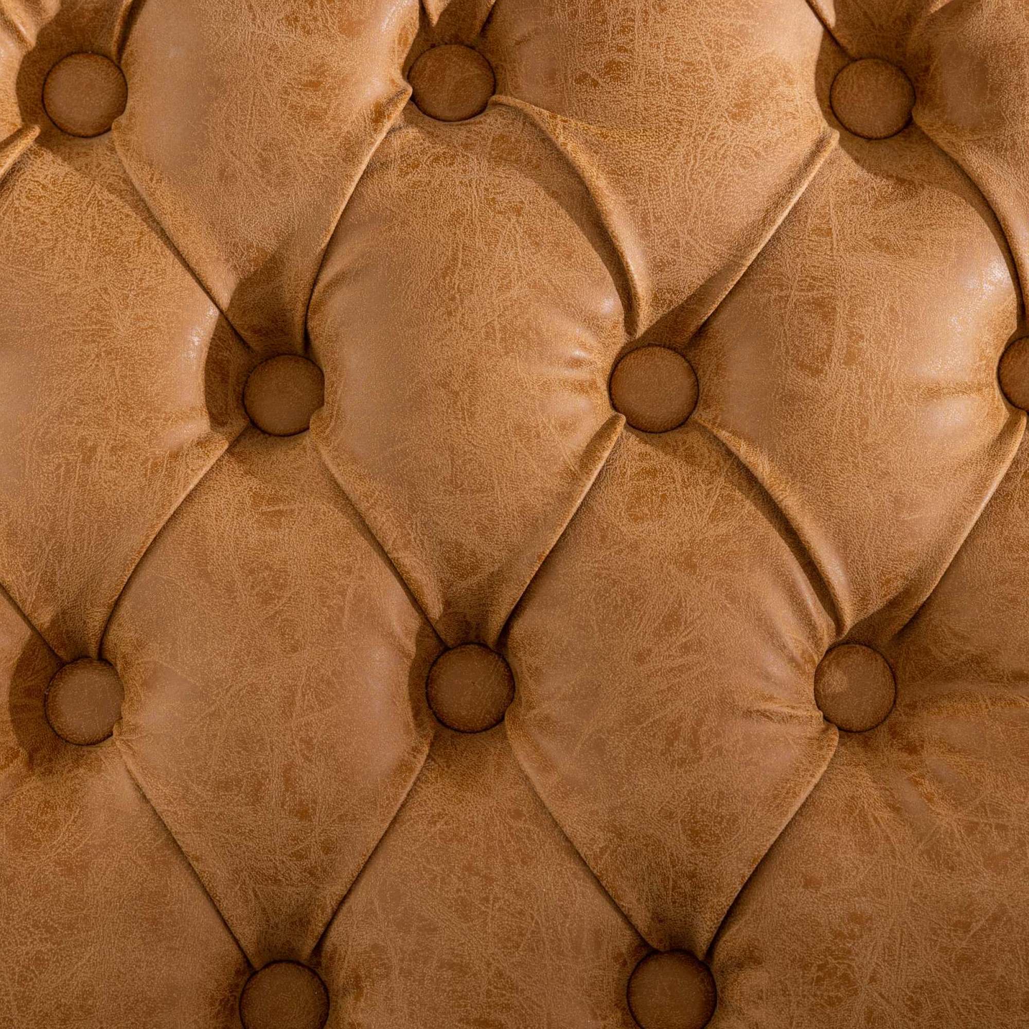 Alt View 6. GOODSILO - French Style Solid Wood Frame Antique Dining Chairs with Hand-Pulled Buckle Decoration and Nailhead Trim, Set of 2 - Orange.