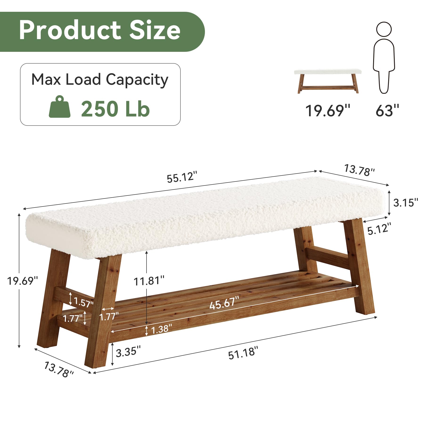 Product Size

Max Load Capacity 250 Lb

19.69" 63" 55.12" 13.78" 3.15" 5.12" 19.69" 11.81" 1.57" 1.77" 1.77" 1.38" 3.35" 13.78" 45.67" 51.18"