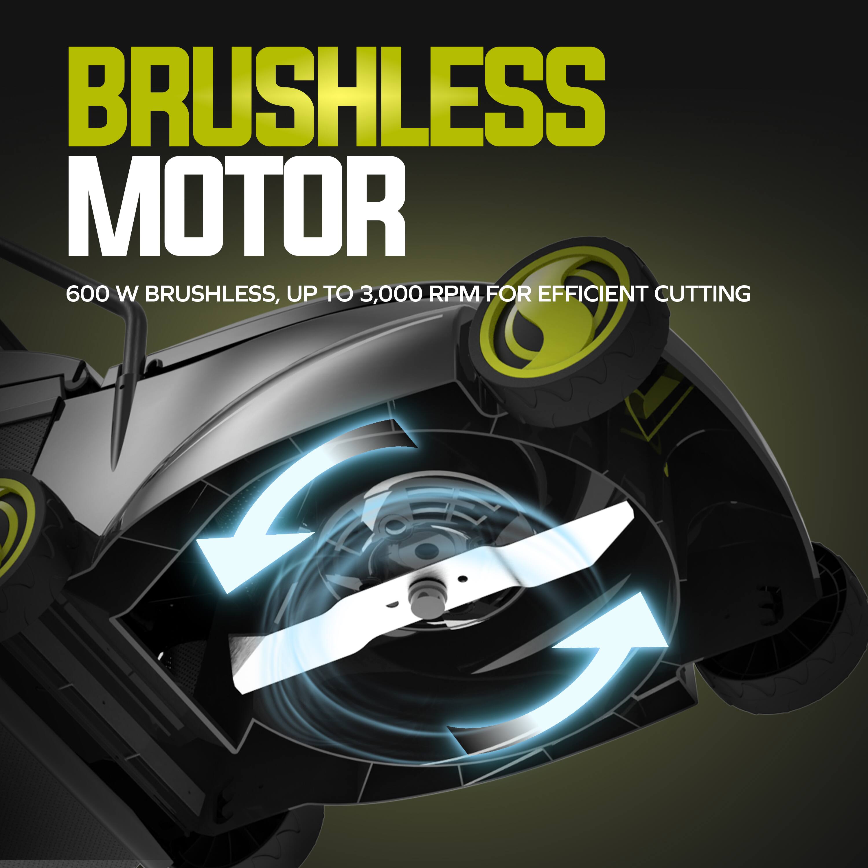 BRUSHLESS MOTOR  
600 W BRUSHLESS, UP TO 3,000 RPM FOR EFFICIENT CUTTING