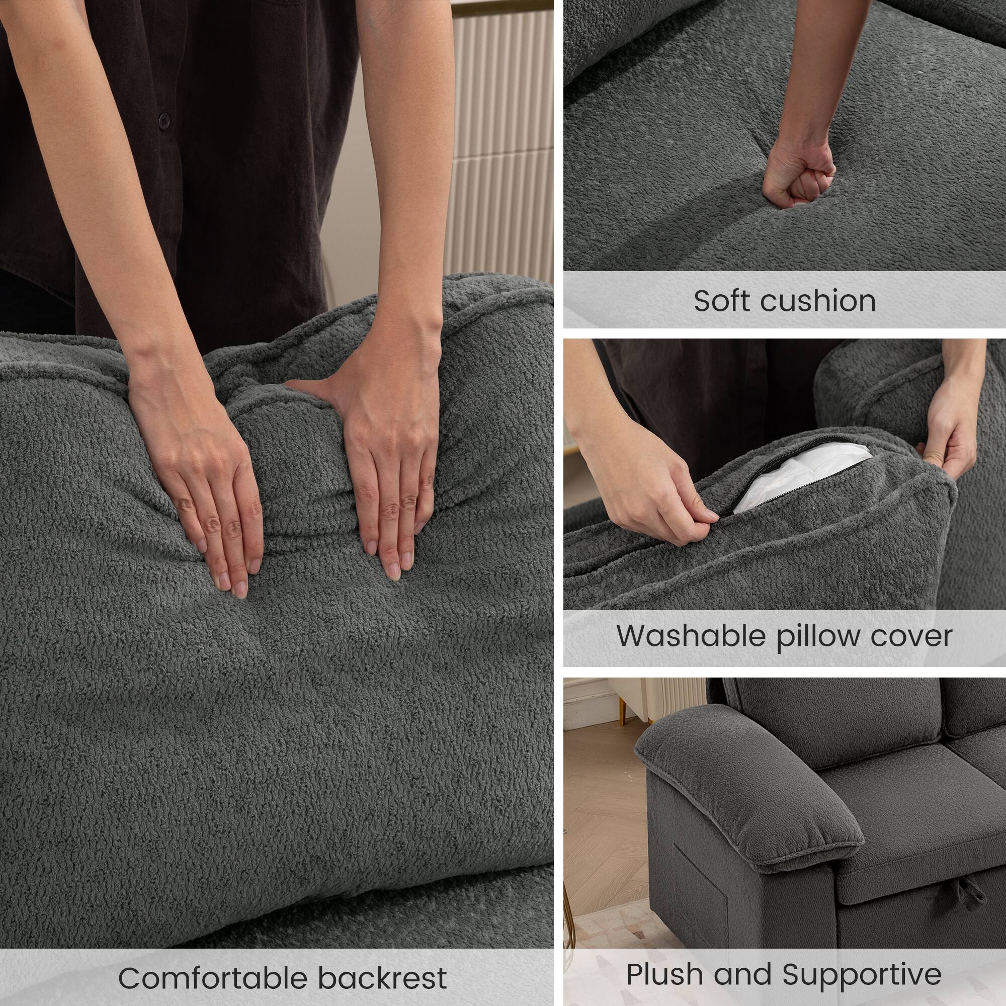 - Soft cushion
- Comfortable backrest
- Washable pillow cover
- Plush and Supportive