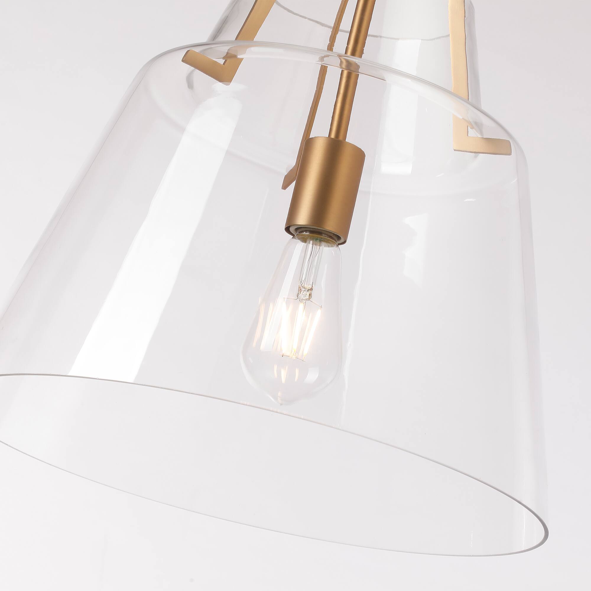 Alt View 8. Parrot Uncle - Modern Brass Cone Clear Glass Shade Pendant Light.