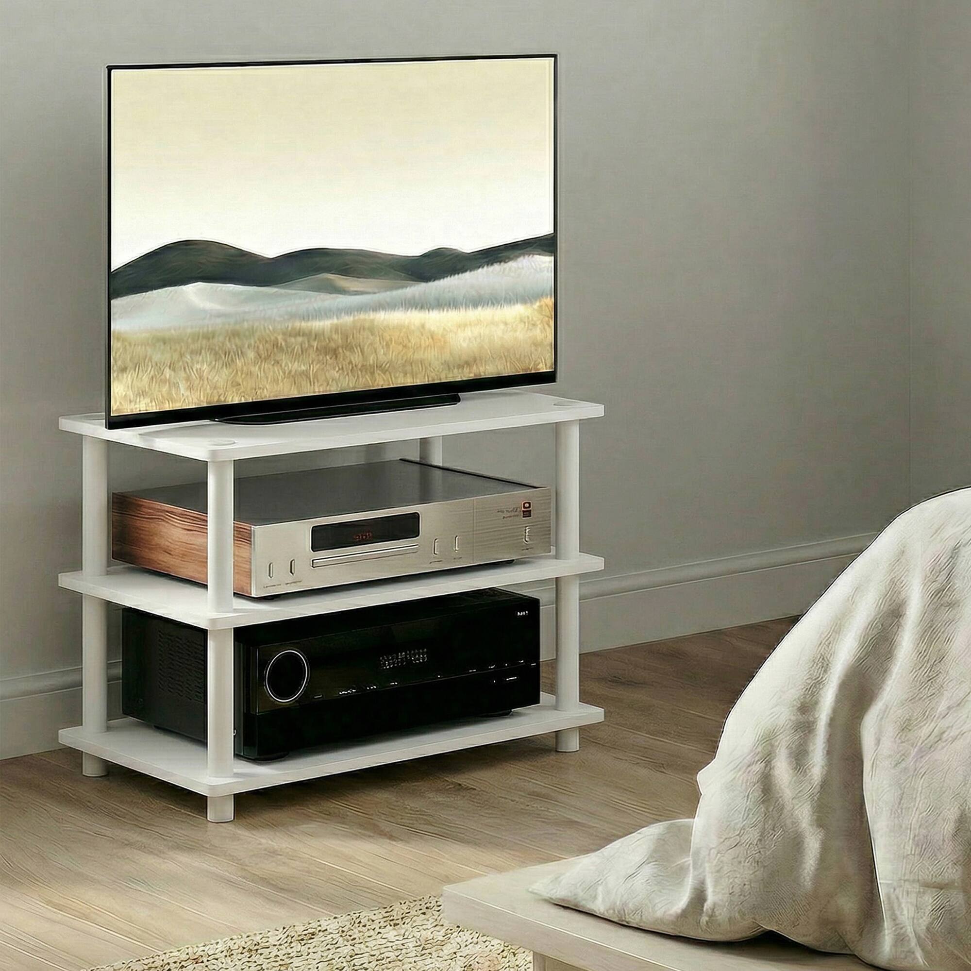 Alt View 2. Furinno - TURN-N-TUBE Easy Assembly TV Stand, Corner Entertainment Center, Toolless TV Console for TV up to 32 Inch, Open Back - White/White.
