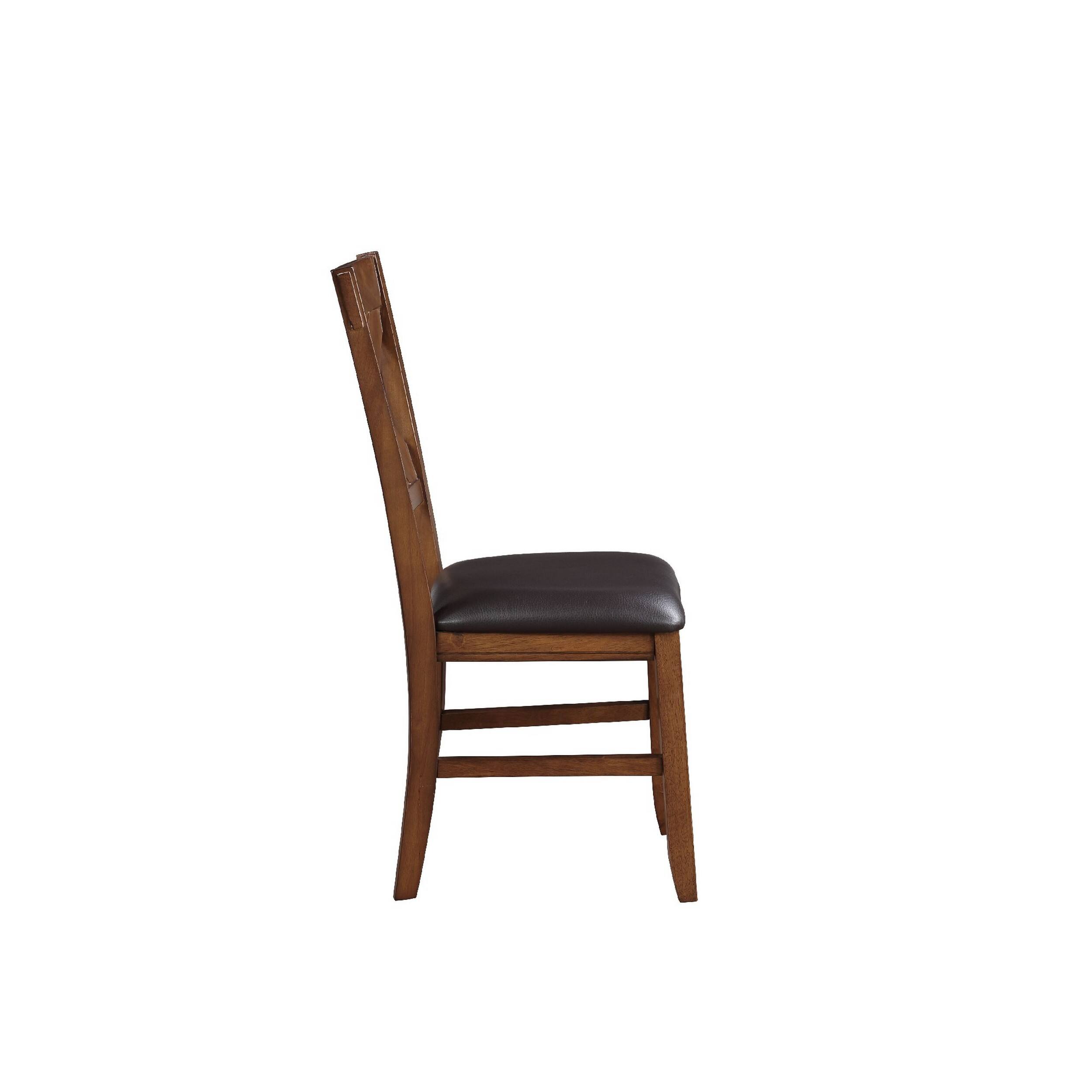Alt View 2. Manhattan Lane - Dining Chair, Vegan Faux Leather, X Backrest, Set of 2 - Brown.
