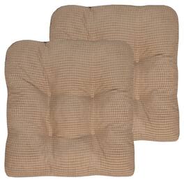 Sweet Home Collection - Crushed Memory Foam Tufted Chair Cushion Non Slip Microdot Rubber Back, 2-Pack - Taupe