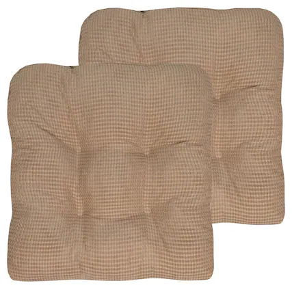 Front. Sweet Home Collection - Crushed Memory Foam Tufted Chair Cushion Non Slip Microdot Rubber Back, 2-Pack - Taupe.