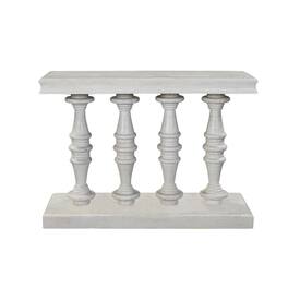 Manhattan Lane - Console Table, 42-Inch Mango Wood Top, Shabby Chic Finish, Turned Pillar Legs - Sandblasted Washed White