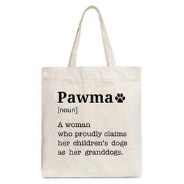 OrnamentallyYou - Pawma Definition Canvas Tote Bag, Funny Dog Lovers Mom Gift Shopper - Beige