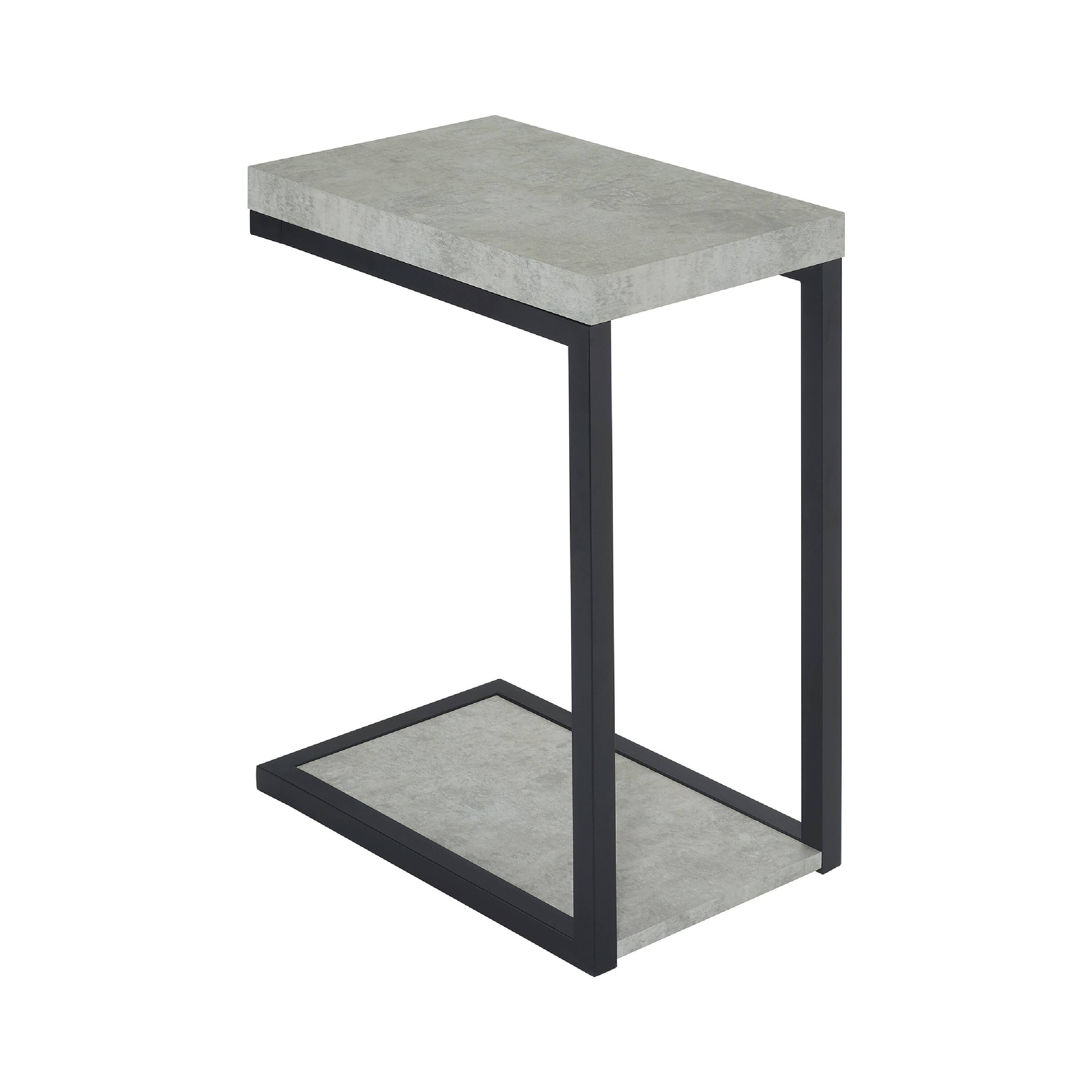 Alt View 4. Manhattan Lane - Industrial Faux Cement Designed Snack Table - Black.