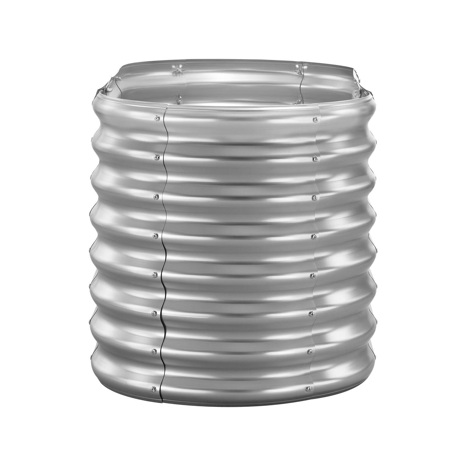 Alt View 5. VEVOR - Metal Raised Garden Bed, 4 x 2 x 2 ft Oval Outdoor Galvanized Planter Garden Box, Open Bottom Design - Silver.