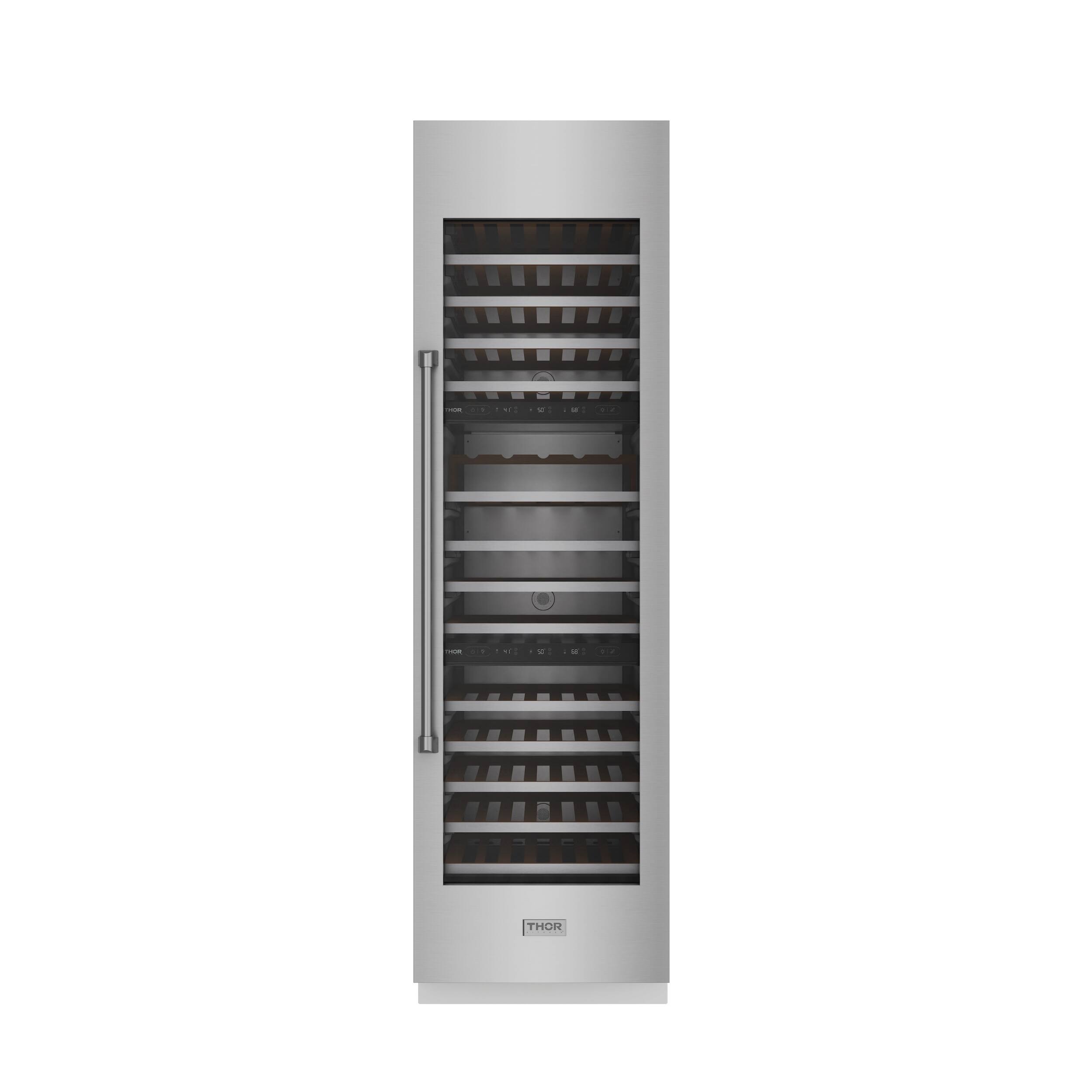 Thor Kitchen - 100 Bottle Tri-Zone Built-In Wine Cooler with Panels - Stainless Steel - Front_Zoom