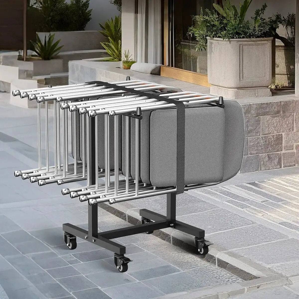 Alt View 2. VEVOR - Folding Chair Cart, T-Shape, Holds 14 Chairs, 200 lb Capacity - Black.