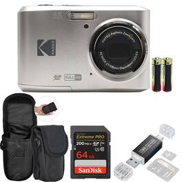 Kodak - Pixpro FZ45 Portable Digital Camera All You Need Accessory Bundle - Silver