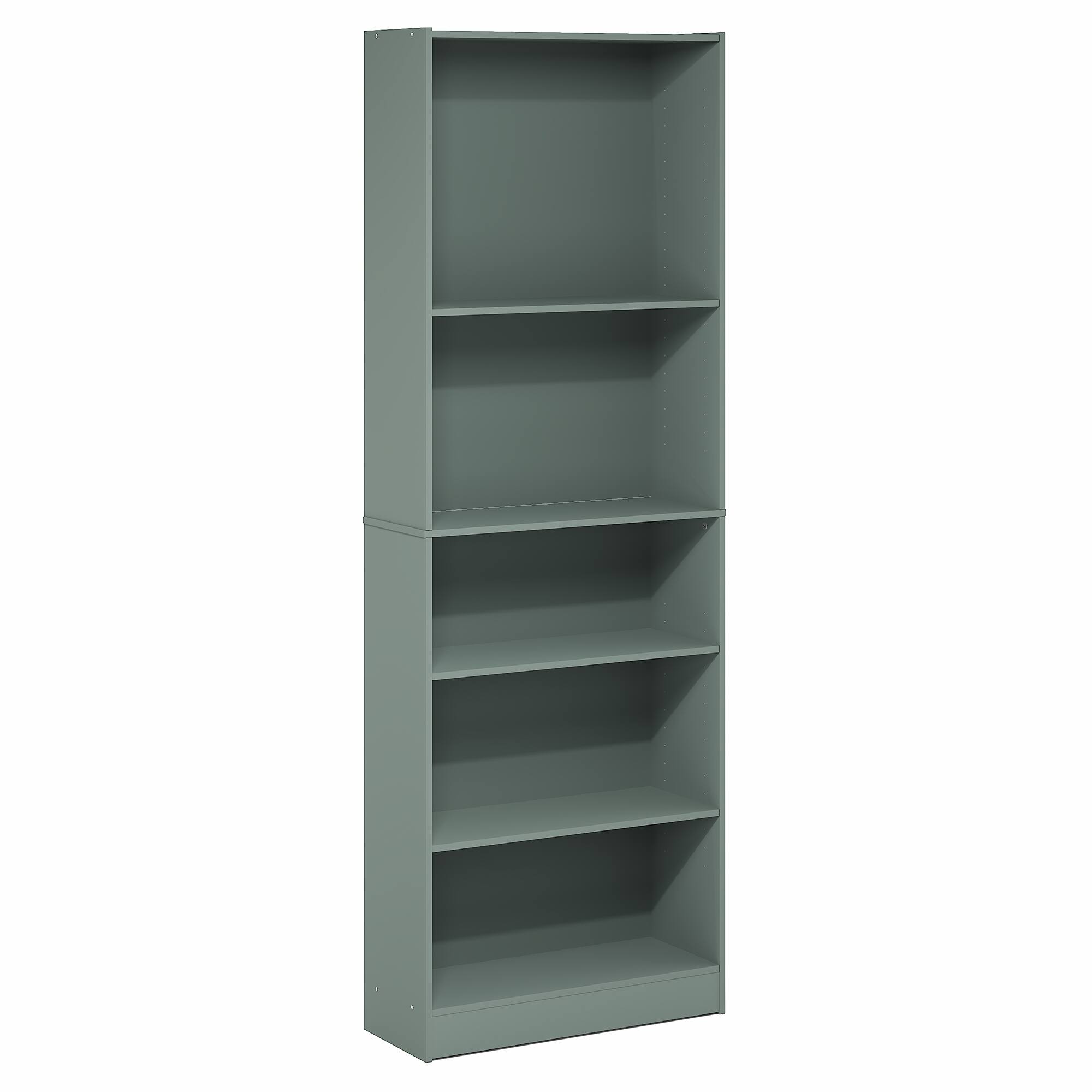 Alt View 4. Furinno - JAYA Book Shelf, 5-Tier Bookshelf, Bookcase, with Adjustable Shelves, 9.5 x 24.5 x 71, for Home Office, Living Room - Sage Green.