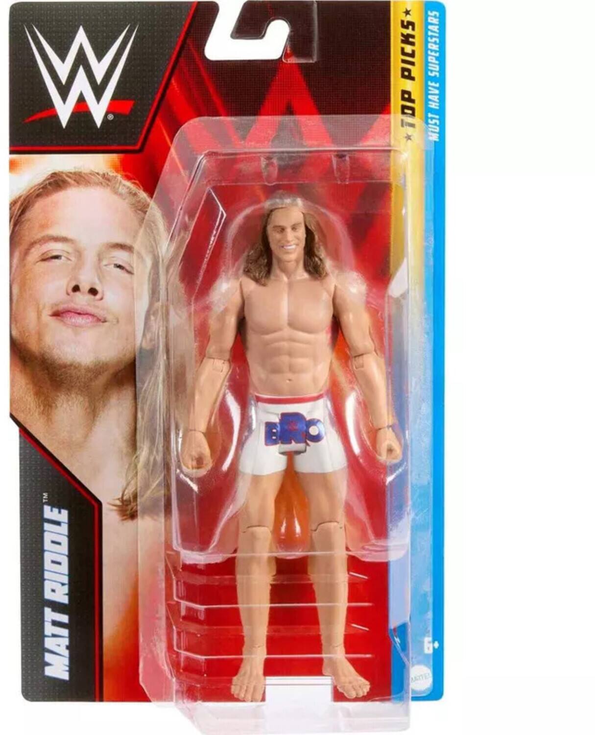 The text on the image is: "WWE Matt Riddle Must Have Superstars 6 Picks."