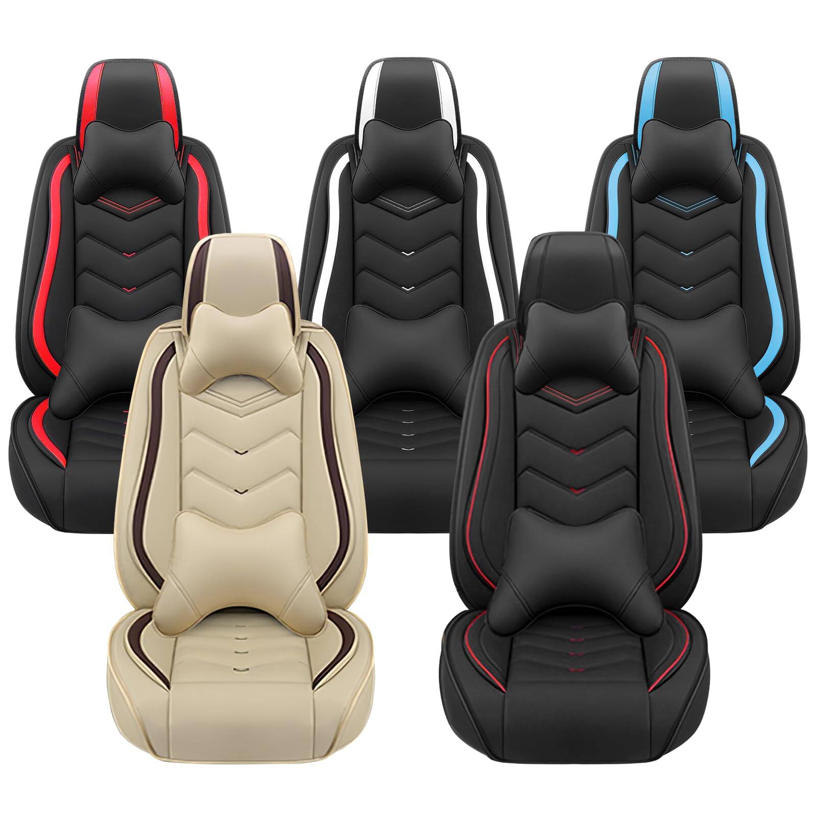 Alt View 4. VEGA AUTOMOTIVE - Front Car Seat Covers Leather Protector Universal Fit For Cars Suvs And Water Proof Color - Beige Standard 5 Seats.