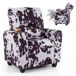 Costway - Kids Recliner with Cup Holder with Adjustable Backrest & Footrest for Boys & Girls - Zebra