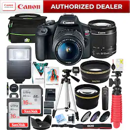 Canon - T7 EOS Rebel DSLR Camera EF-S 18-55mm F3.5-5.6 IS II Lens Essential Bundle