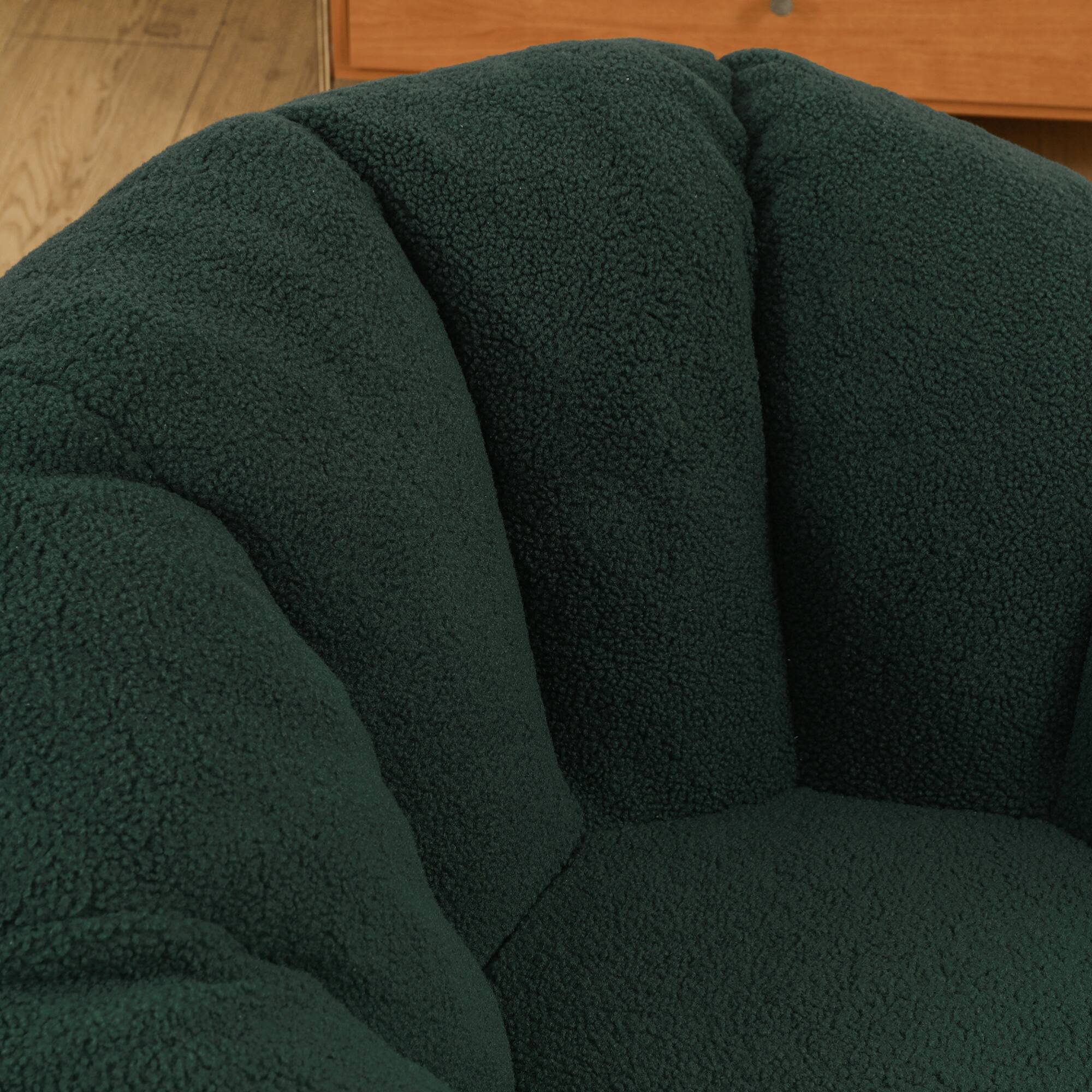 Alt View 2. GOODSILO - Plush Faux Fur Bean Bag Chair with Armrests and Ergonomic Backrest for Ultimate Relaxation in Living Spaces - Green.