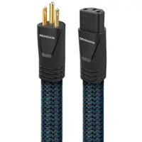 AudioQuest - Monsoon 3.3' Power Cable with C19 to 3-Prong Wall Plug Connectors - Blue on Black - Front_Zoom