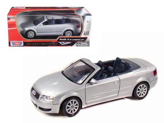 310
BASE
8+
1:18 SCALE
MOTOR MAX
AUDI A4 CABRIOLET
DIE-CAST COLLECTION
WARNING: CHOKING HAZARD - Small parts. Not for children under 3 years.