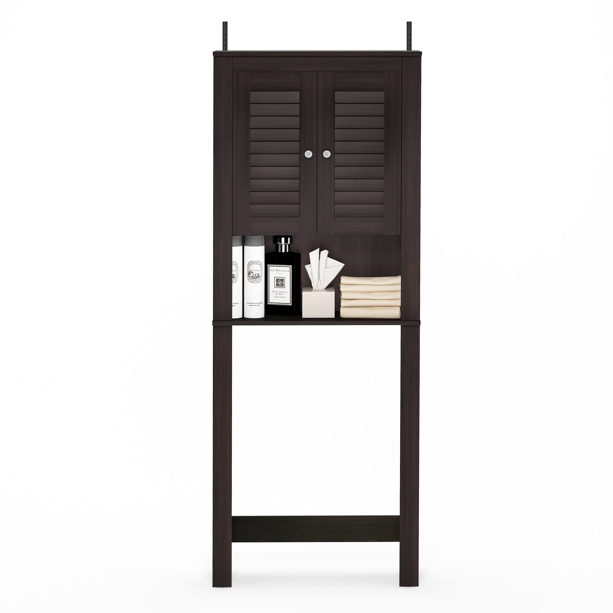 Alt View 4. Furinno - Indo Louver Door Bath Cabinet - Espresso.