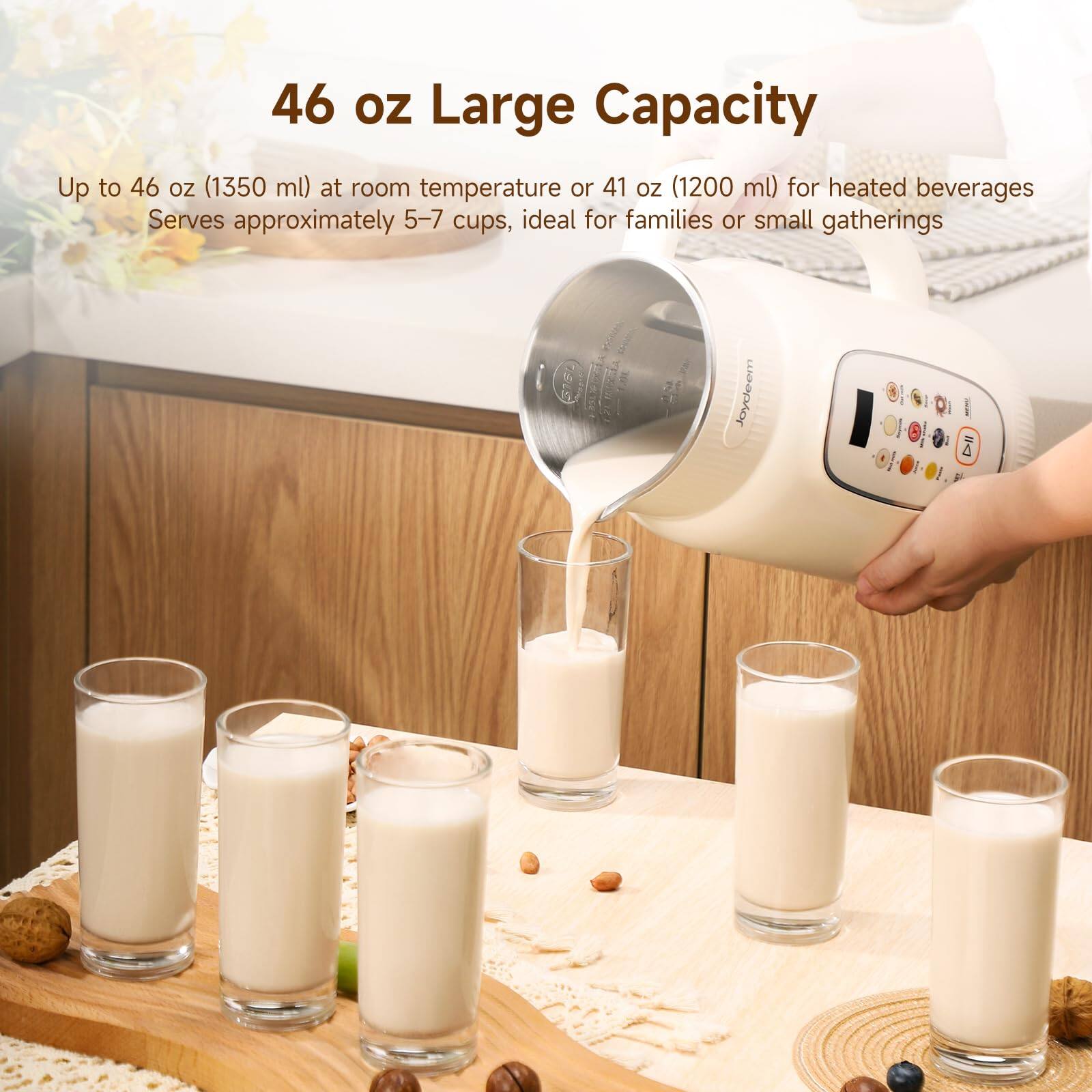 46 oz Large Capacity

Up to 46 oz (1350 ml) at room temperature or 41 oz (1200 ml) for heated beverages

Serves approximately 5-7 cups, ideal for families or small gatherings