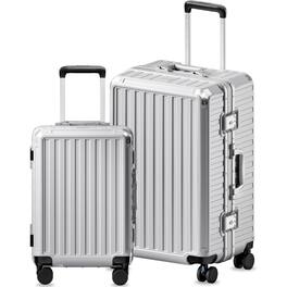 LUGGEX - 20 28 Inch Aluminum Zipperless Polycarbonate Luggage Set - LX-ZX - Silk