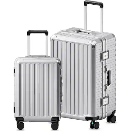 Front. LUGGEX - LUGGEX 20 28 Inch Aluminum Zipperless Polycarbonate Luggage Set - LX-ZX - Silk.