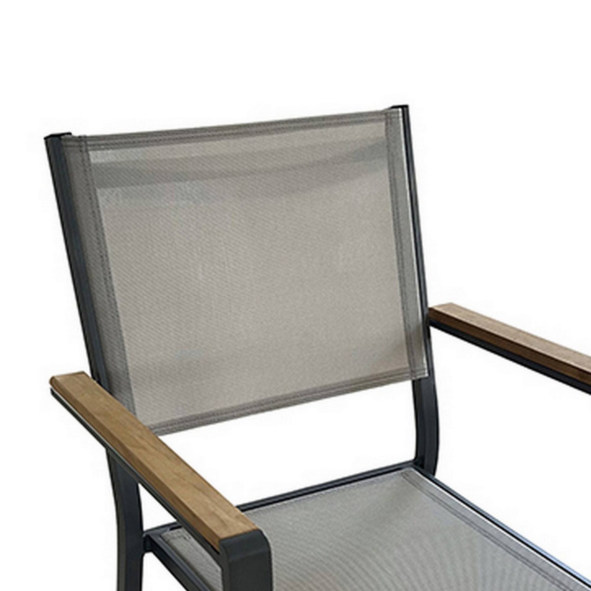 Alt View 2. Manhattan Lane - Foca 26 Inch Outdoor Dining Armchair,Tufted Backrest - Gray, Brown, Black.