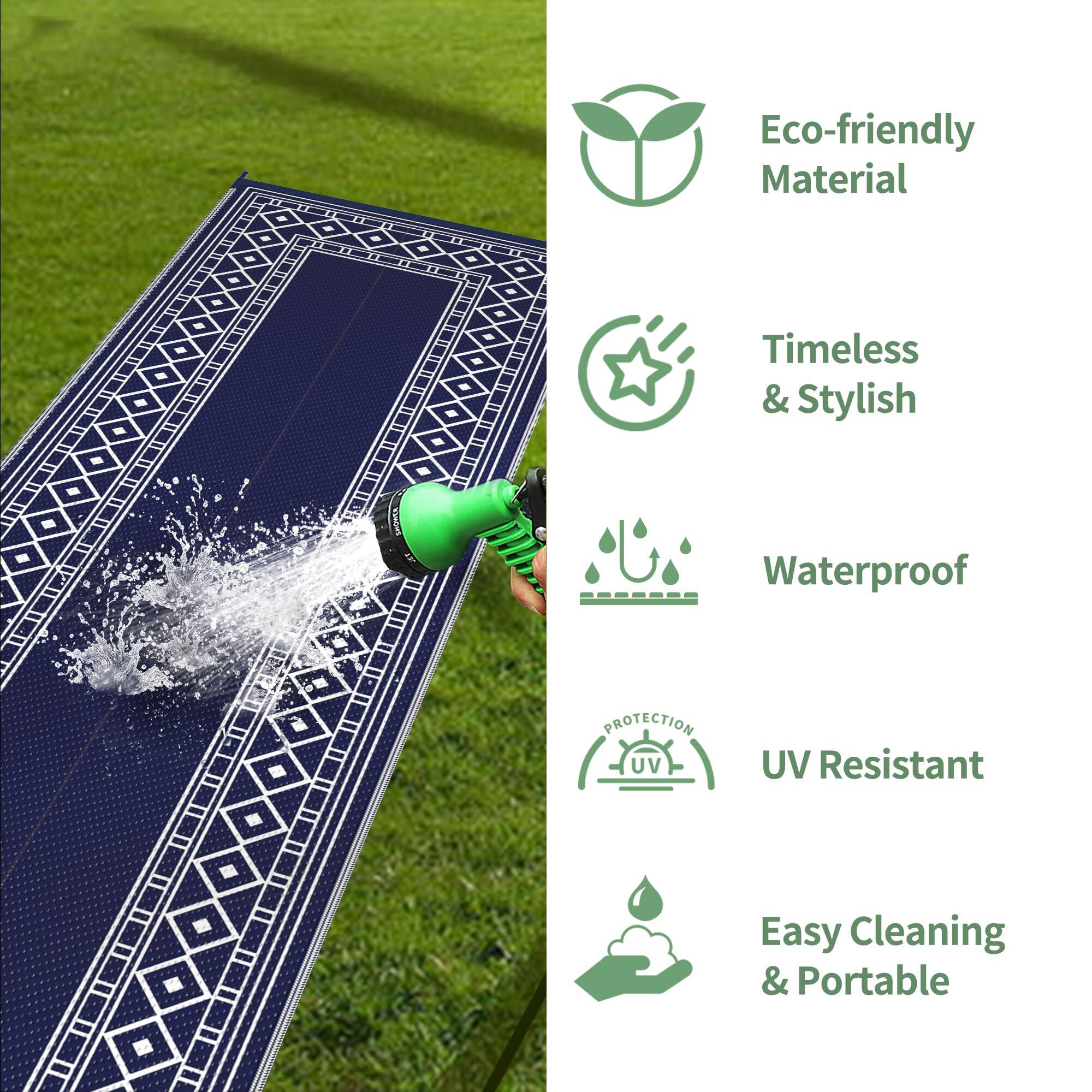 Eco-friendly Material  
Timeless & Stylish  
Waterproof  
UV Resistant  
Easy Cleaning & Portable