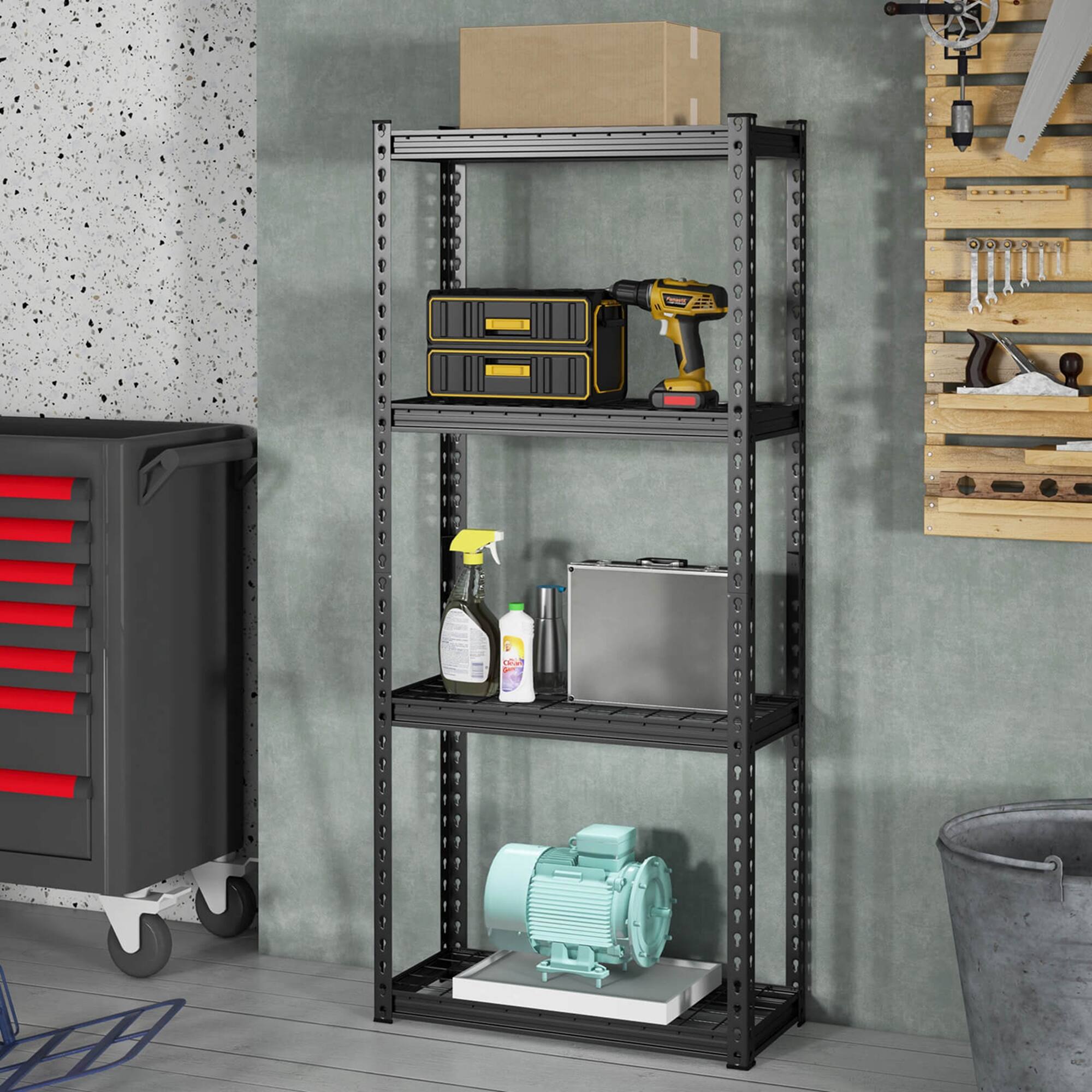 Alt View 7. Costway - Costway 2 PCS 4-Tier Metal Shelving Unit Heavy Duty Wire Storage Rack with Anti-slip Foot Pads - Black.