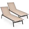 Front. Costway - Costway 2 PCS Patio Lounge Chair Chaise Recliner Back Adjustable Garden - Brown.