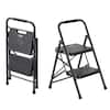 Front. VEVOR - 2 Step Ladder, Folding Step Stool with Wide Anti-Slip Pedal and Comfort Handgrip, Lightweight 600 lbs Capacity - Black.