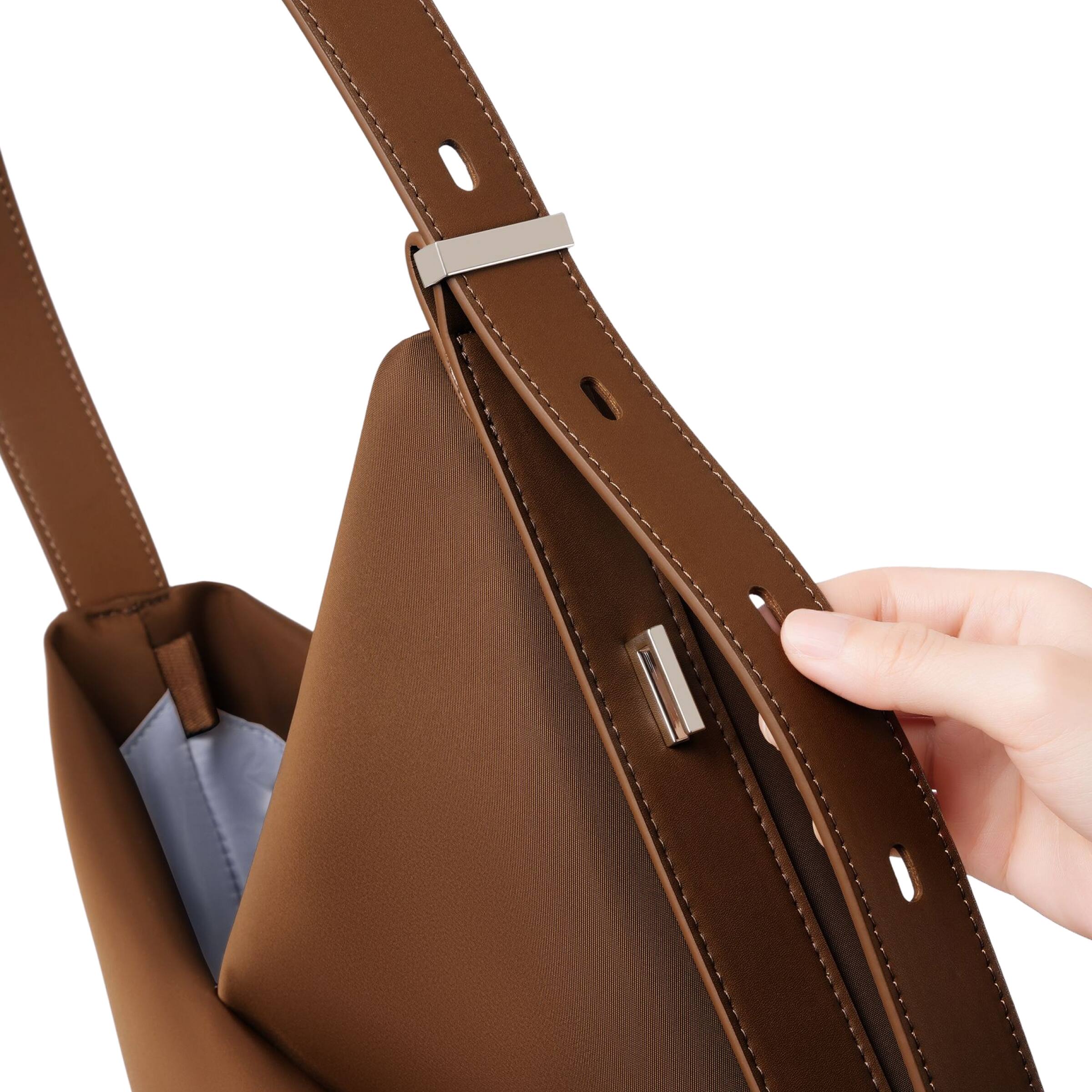 Alt View 1. Lux & Nyx - Lux & Nyx - Origami 15" Laptop Hobo Bag - Convertible Shoulder Bag - Sepia.