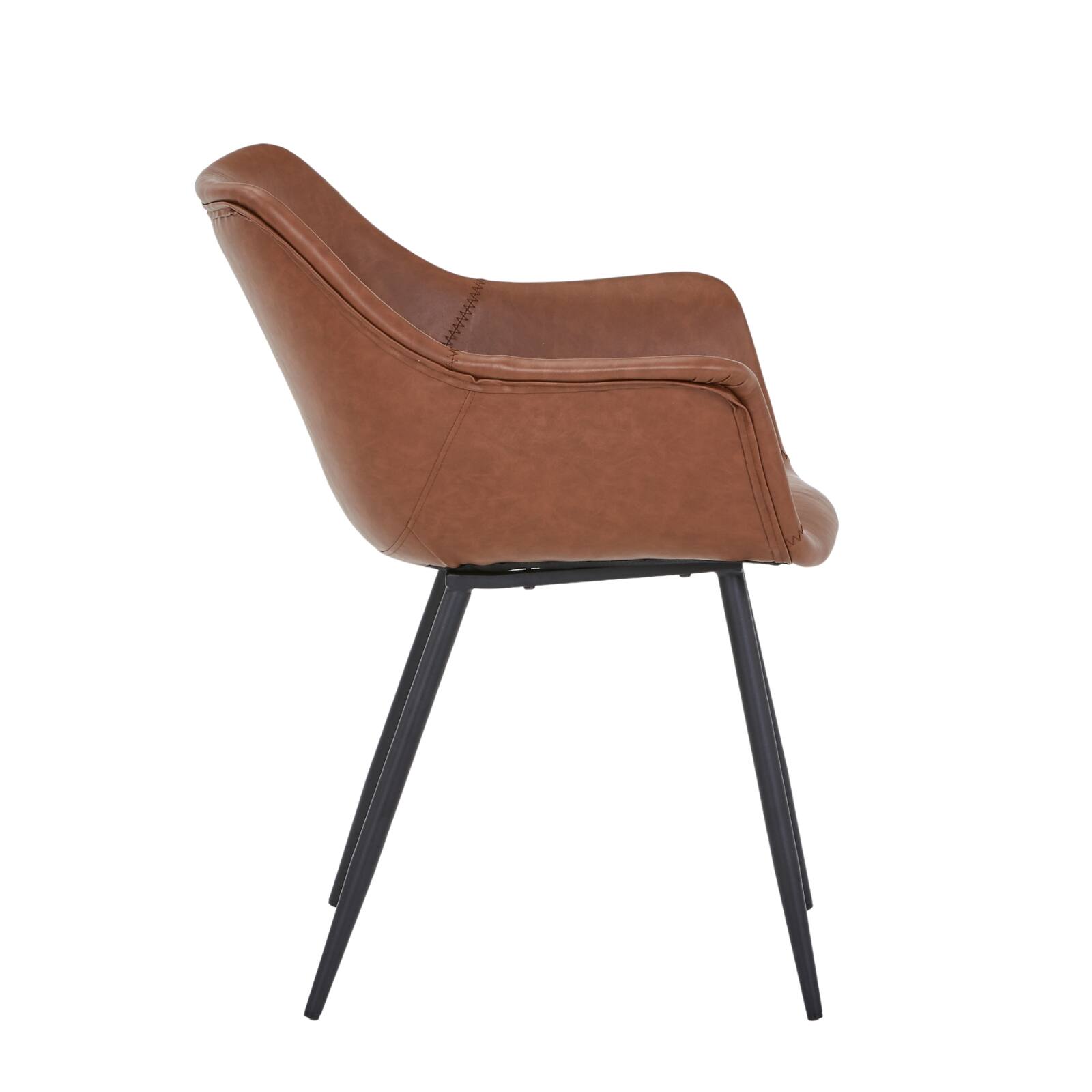 Alt View 9. LeisureMod - Markley Modern Distressed Leather Dining Chair with Iron Legs - Light Brown.