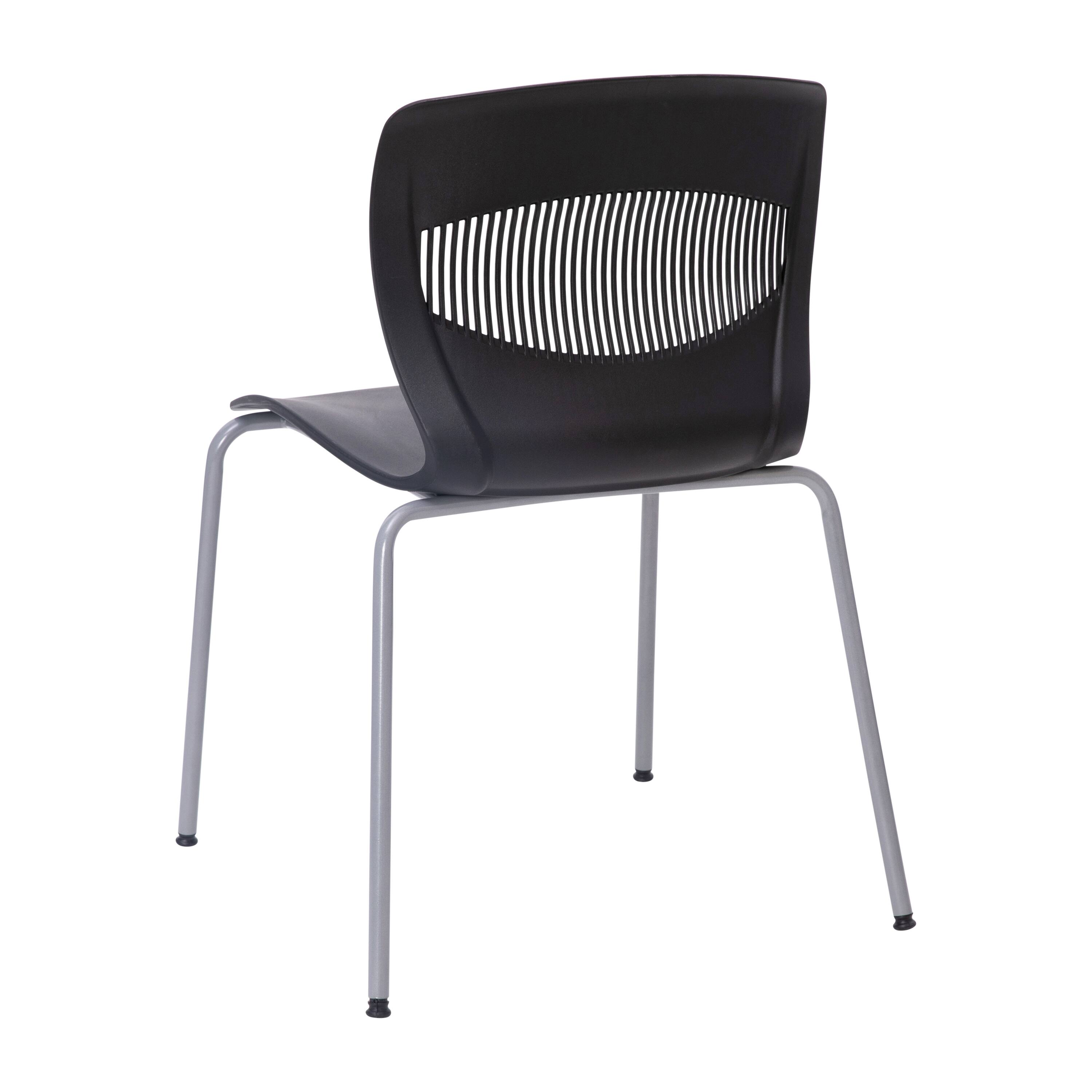 Alt View 7. Emma + Oliver - Arcana Series Heavy Duty 770 lb. Capacity Ergonomic Polypropylene Stack Chair with Lumbar Support and Steel Frame - Black.