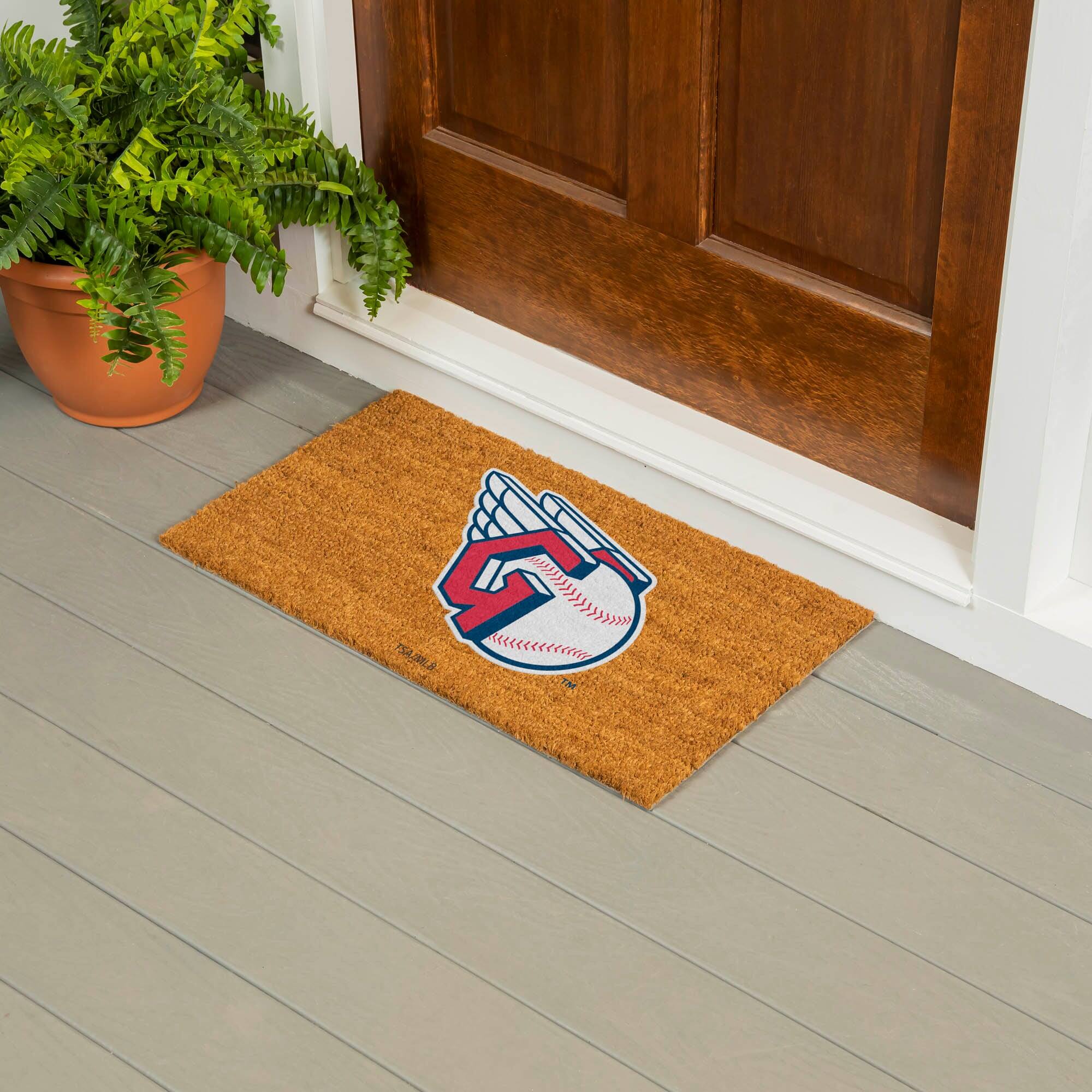 Alt View 1. Evergreen Enterprises - Cleveland Guardians 28" x 16" Primary Logo Coir Mat - Multicolor.