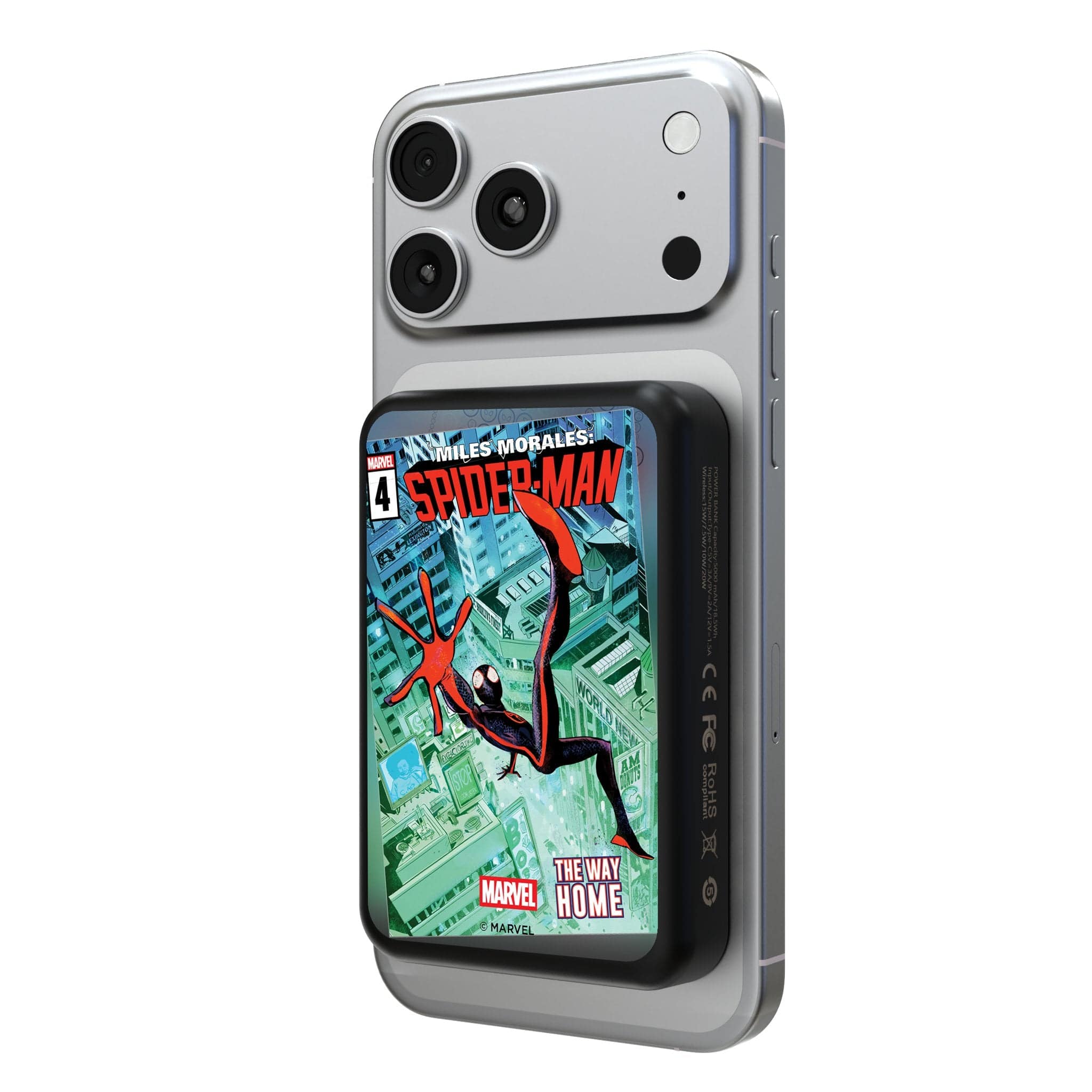 Keyscaper - Marvel Classic Cover Wireless Mag Power Bank - Miles Morales