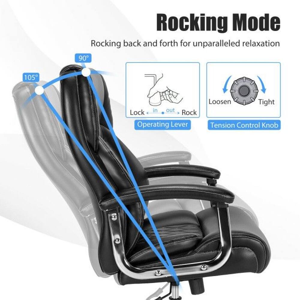 Rocking Mode  
Rocking back and forth for unparalleled relaxation  
90°  
105°  
in out  
Lock  
Operating Lever  
Loosen Tight  
Tension Control Knob