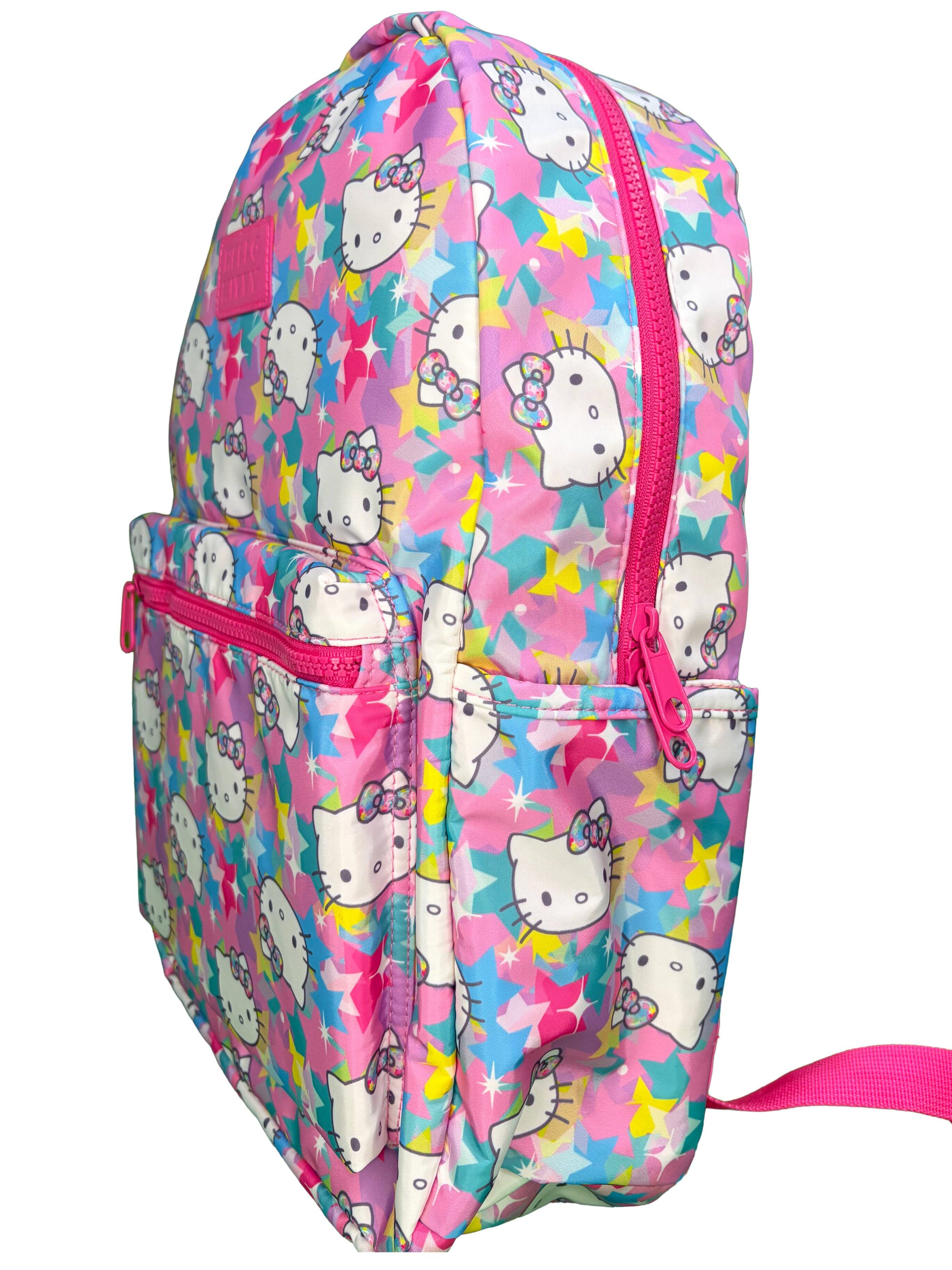 Alt View 3. Hello Kitty - Hello Kitty With Stars  all over 16" Kids Backpack for Girls, with a small front Pocket - Pink.