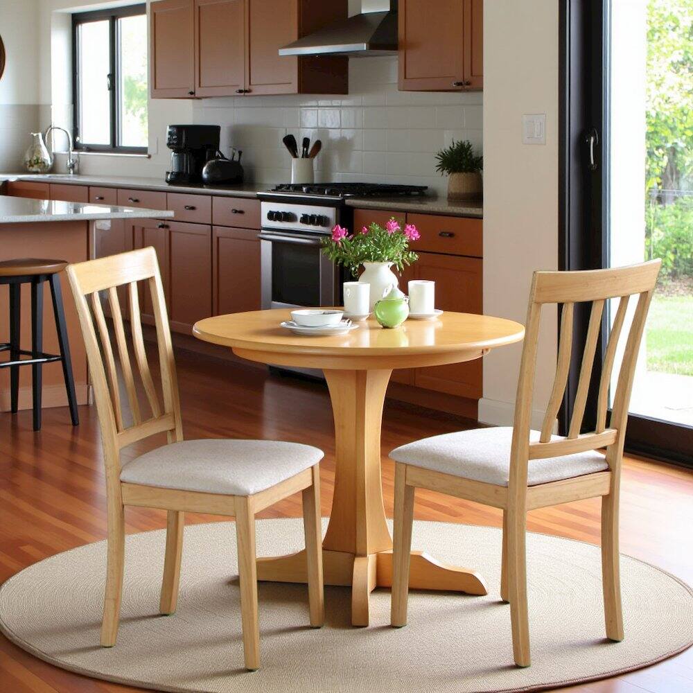 Back. FurniFact - Elegant Wooden Dining Chairs – Cushion Seat Kitchen Chairs - Oak.